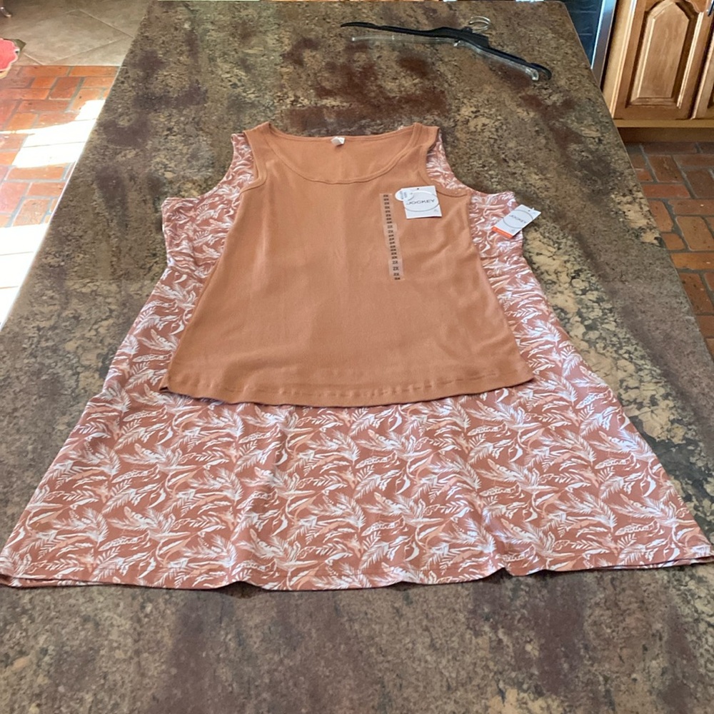 JOCKEY 2-pc Coordinating Set: 1X Sleeveless Dress w/ pockets + 2X Rib Tank, NWT - Picture 11 of 14
